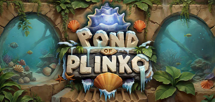 Vijver van Plinko Slot logo met spelelementen